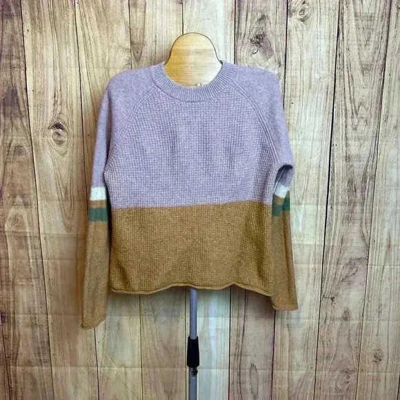 Madewell Striped Waffle Texture Striped Sweater Women’s Size XS - Picture 3 of 8